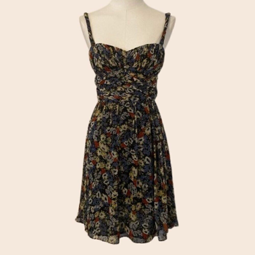 Suzi Chin for Maggy Boutique Black Floral Mini Dress Size 4
